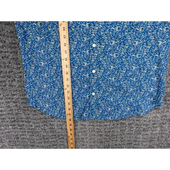 J Crew Shirt Mens Large Blue Floral Print Slim Stretch Short Sleeve Beach Casual - Picture 6 of 7